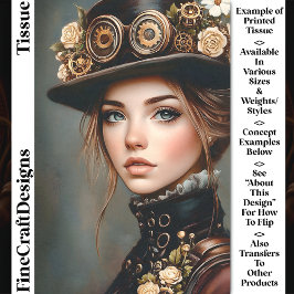 Steampunk Frau + Blume Portrait CJ4 Decoupage Seidenpapier