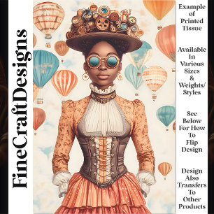 Steampunk Frau melanisierte Haut U1 Decoupage Seidenpapier