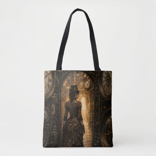 Steampunk-Frau Passage durch die Zeit Tasche (Vorderseite)