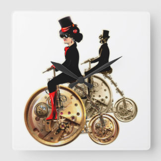 Steampunk-Frau Penny farthing-Gaben von LeahG Quadratische Wanduhr