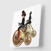 Steampunk-Frau Penny farthing-Gaben von LeahG Quadratische Wanduhr (Winkel)