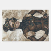 Steampunk-Frauen-Decoupage-Papier Geschenkpapier Set (Vorderseite)