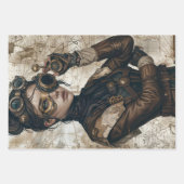 Steampunk-Frauen-Decoupage-Papier Geschenkpapier Set (Vorderseite)