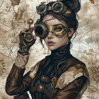 Steampunk-Frauen-Decoupage-Papier Geschenkpapier Set