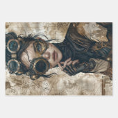 Steampunk-Frauen-Decoupage-Papier Geschenkpapier Set (Vorderseite)