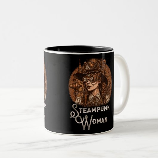Steampunk-Frauen-Zwei-Tone-Tasse, 11 oz Zweifarbige Tasse (VorderseiteRechts)