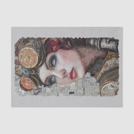 Steampunk-Frauenbrille 2/2 Imitate Mosaik 025 Gewe Seidenpapier (Vorderseite)