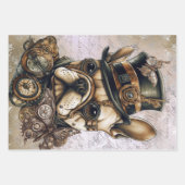Steampunk French Bulldog Butterfly Decoupage Geschenkpapier Set (Vorderseite 2)