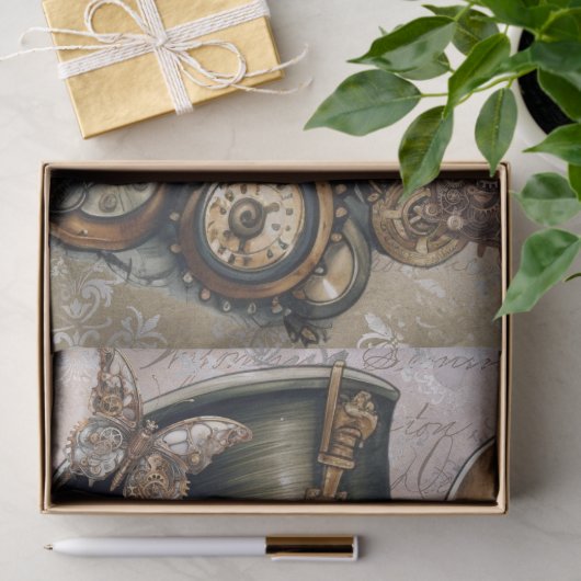 Steampunk French Bulldog Butterfly Seidenpapier (Geschenk)