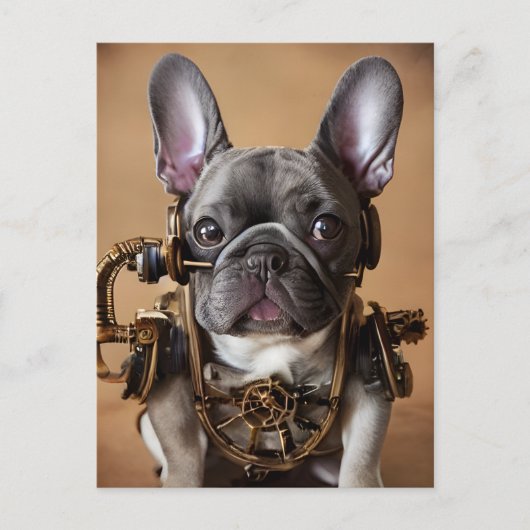 Steampunk French Bulldog Postcard Postkarte (Vorderseite)