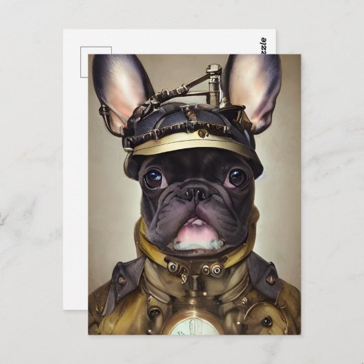 Steampunk French Bulldog Postkarte (Vorne/Hinten)