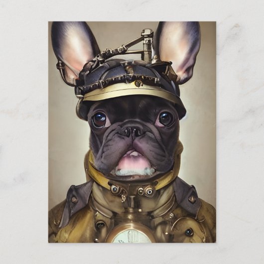 Steampunk French Bulldog Postkarte (Vorderseite)