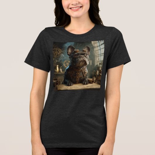 Steampunk Frenchie (Ausgabe 1) - Damen Tri-Blend Shirt (Vorderseite)