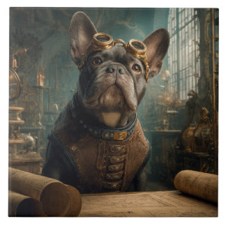 Steampunk Frenchie (Edition 2) - 6" x 6"  Fliese