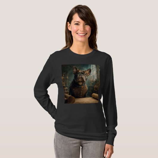 Steampunk Frenchie (Edition 2) - Basic Longsleeve T-Shirt (Vorne ganz)