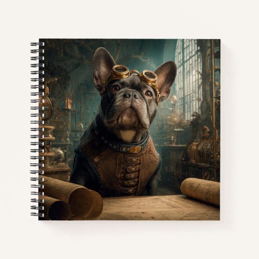 Steampunk Frenchie (Edition 2) - Deluxe Spiral Notizblock (Vorderseite)