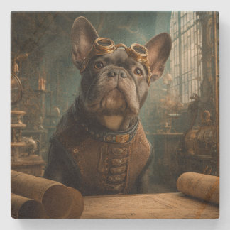Steampunk Frenchie (Edition 2) - SandStone Coaster Steinuntersetzer