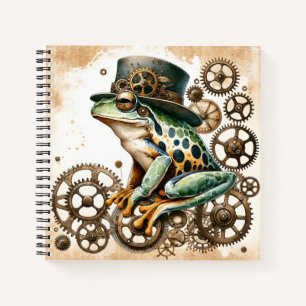 Steampunk Frog & Gears Spiral Notebook Notizblock