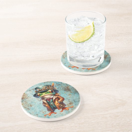 Steampunk Frog Getränkeuntersetzer (Seite)