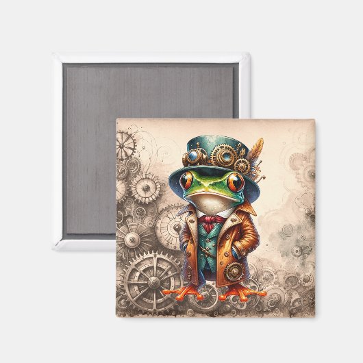 Steampunk Frog Magnet (Vorderseite/Rückseite)