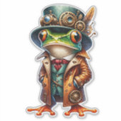 Steampunk Frog Transparenter Aufkleber (Vorderseite)