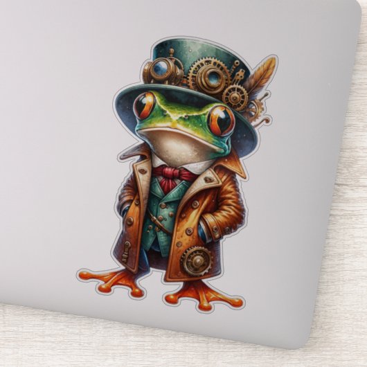 Steampunk Frog Transparenter Aufkleber (Detail)