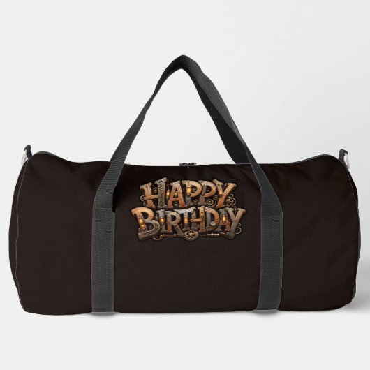Steampunk Frohe Geburtstag Lettering Duffle Bag (Vorderseite)
