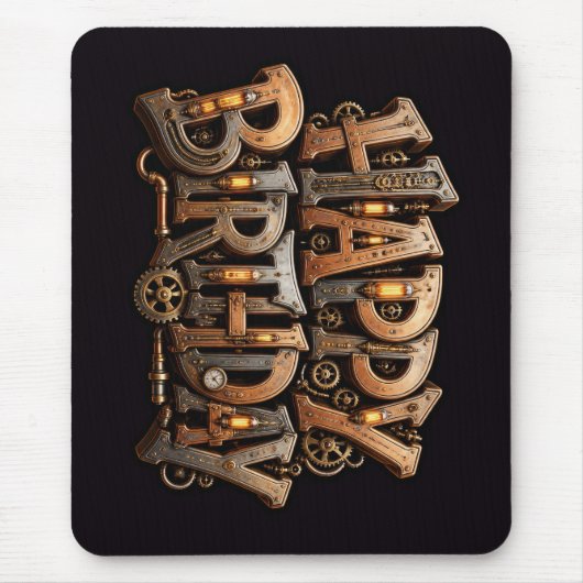 Steampunk Frohe Geburtstag Lettering Mousepad (Vorne)