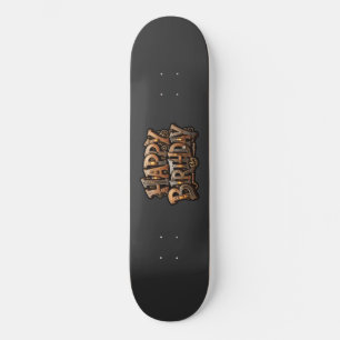 Steampunk Frohe Geburtstag Lettering Skateboard