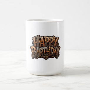 Steampunk Frohe Geburtstag Schriftzug Kaffeetasse