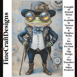 Steampunk Frosch in besten blauen Kleidern R6F Dec Seidenpapier