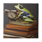 Steampunk Frosch und Uhr Keramik Tile Fliese (Vorderseite)
