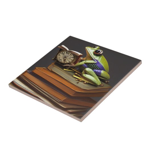 Steampunk Frosch und Uhr Keramik Tile Fliese (Seite)