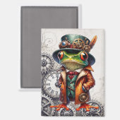 Steampunk-Frosch und Zahnräder  Magnet (Vorderseite/Rückseite)