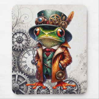 Steampunk-Frosch und Zahnräder Mousepad