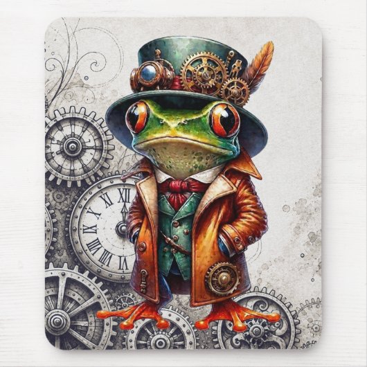 Steampunk-Frosch und Zahnräder  Mousepad (Vorne)