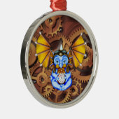 Steampunk "fünf bis zwölf" Dracheverzierung Silbernes Ornament (Rechts)