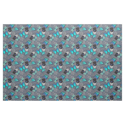 Steampunk Funky Gothic Grau und Blau Gemustert Stoff (Fat Quarter (45,7 x 55,9 cm))