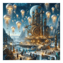 Steampunk Futuristic Ancient City mit Qualle