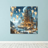 Steampunk Futuristic Ancient City mit Qualle Leinwanddruck (Insitu (Holzboden))
