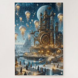 Steampunk Futuristic Ancient City mit Qualle Puzzle