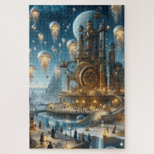 Steampunk Futuristic Ancient City mit Qualle Puzzle