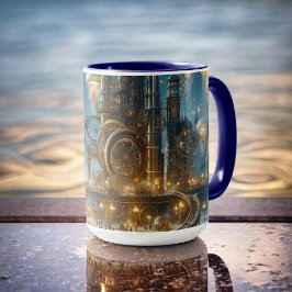 Steampunk Futuristic Ancient City mit Qualle Tasse
