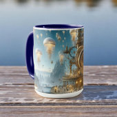 Steampunk Futuristic Ancient City mit Qualle Tasse