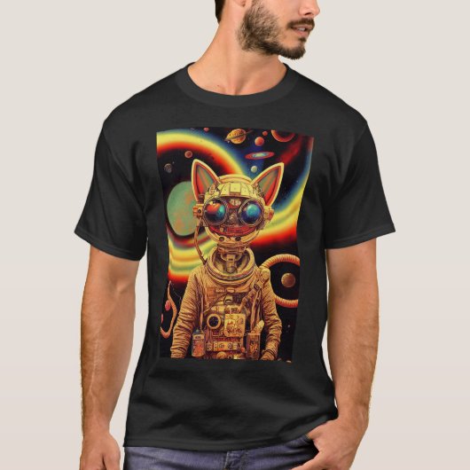 Steampunk-futuristischer Scifi-Katzenroboter Vinta T-Shirt (Vorderseite)
