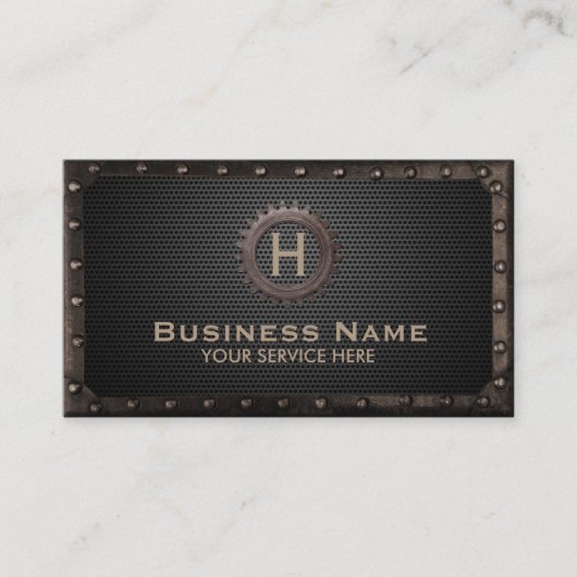 Steampunk Gang-Monogramm-dunkles Metall Vintag Visitenkarte (Vorderseite)