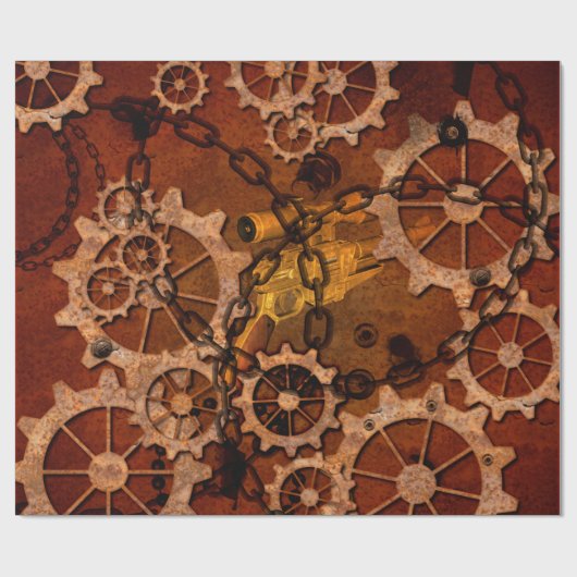 Steampunk, Gänge im rostigen Metall Geschenkpapier (Flach)