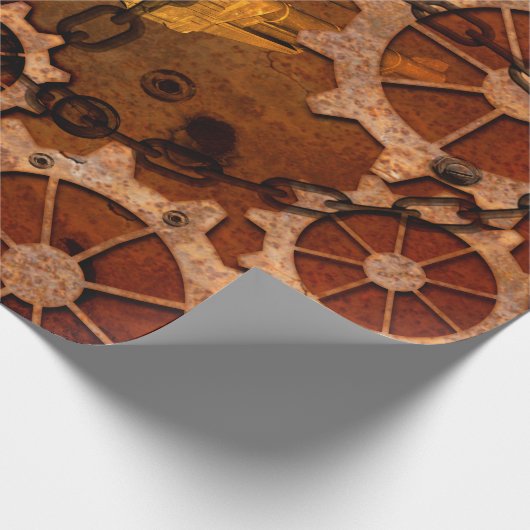 Steampunk, Gänge im rostigen Metall Geschenkpapier (Ecke)