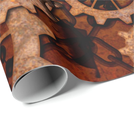 Steampunk, Gänge im rostigen Metall Geschenkpapier (Rolleneckpunkt)