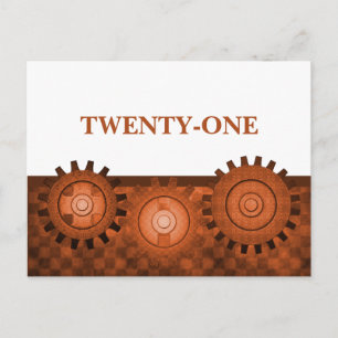 Steampunk-Gänge-Tischkarte, orange Postkarte